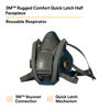 Picture of 3M Rugged Comfort Quick Latch Half Facepiece Reusable Respirator 6502QL, Gases, Vapors, Dust, Medium