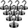 Picture of MIKEDE Black Magnetic Hooks, 80Lbs Heavy Duty Earth Magnets with Hooks for Cruise Cabin, Strong Cruise Magnet Hooks for Hanging, Super Metal Magnetic Hanger for Grill, Fridge, Kitchen - Pack of 10