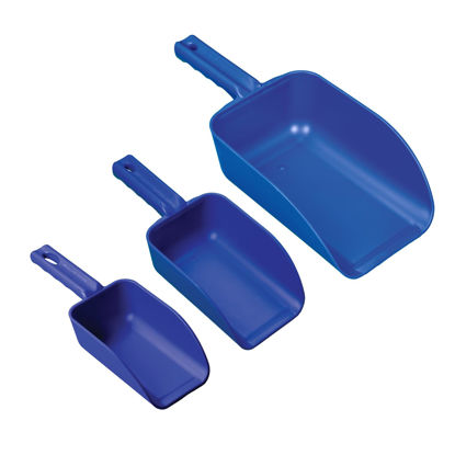 Picture of Remco 3 pk Color-Coded Plastic Hand Scoop - BPA-Free, Food-Safe Scooper, Commercial-Grade Utensils, Restaurant and Food Service Supplies, 16, 32, 82 Ounce Sizes, Blue