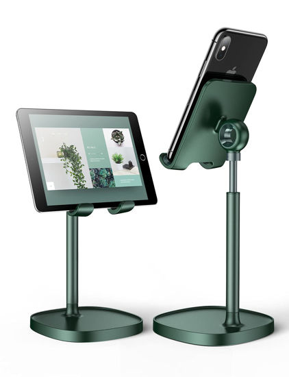 Picture of LISEN Cell Phone Stand,Angle Height Adjustable Stable Cell Phone Stand for Desk,Sturdy Aluminum Metal Phone Holder (Green)