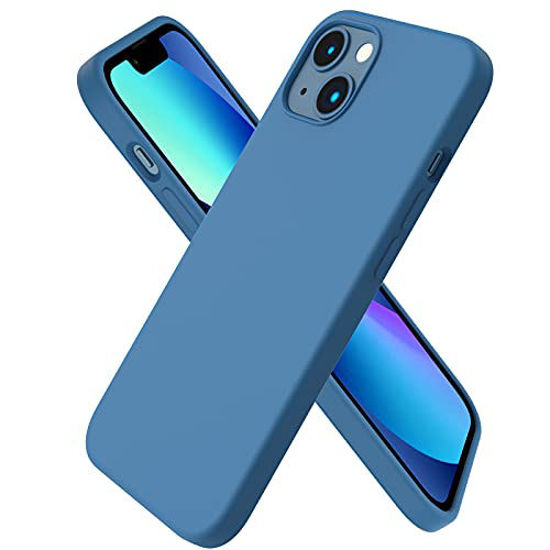 Picture of ORNARTO Compatible with iPhone 13 Case 6.1, Slim Liquid Silicone 3 Layers Full Covered Soft Gel Rubber Case Cover 6.1 inch-Blue