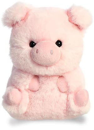 Picture of Aurora® Round Rolly Pet™ Prankster Pig™ Stuffed Animal - Adorable Companions - On-The-Go Fun - Pink 5 Inches