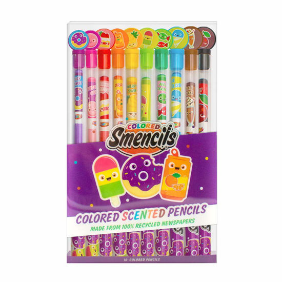 Picture of Colored Smencils - Gourmet Scented Colored Pencils made from Recycled Newspapers, 10 Count, Gifts for Kids, School Supplies, Classroom Rewards