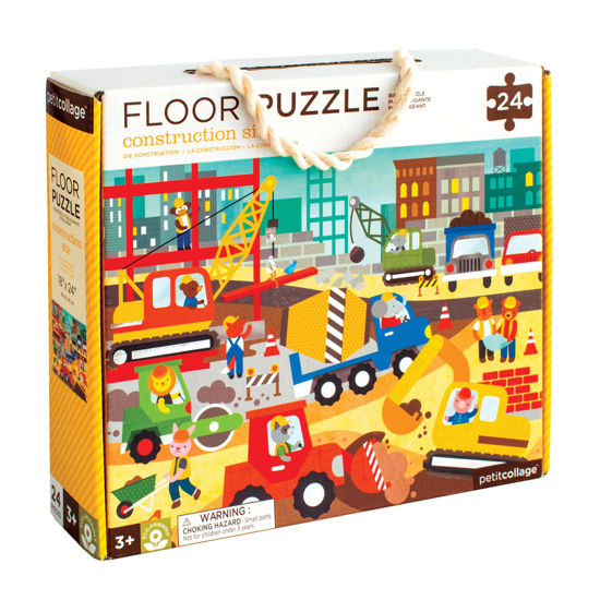 Picture of Petit Collage Floor Puzzle, Construction Site, 24-Pieces - Large Puzzle for Kids, Completed Construction Jigsaw Puzzle Measures 18” x 24” - Makes a Great Gift Idea for Ages 3+