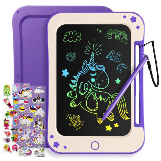 Picture of TEKFUN Toddler Kids Toys Gifts - 8.5 Inch LCD Writing Tablet Kids Doodle Board with Stickers Colorful Drawing Tablet, Kids Birthday Gifts Educational Toys for 2 3 4 5 6 Years Old Girl Boy (Purple)