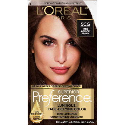 Picture of L'Oreal Paris Superior Preference Fade-Defying + Shine Permanent Hair Color, 5CG Iced Golden Brown, Pack of 1, Hair Dye