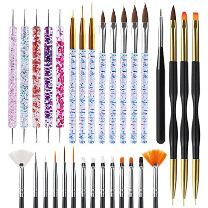 Picture of Artdone 31pcs Nail Art Brushes,Nail Art Tool Set,Nail Dotting Tools,Nail Dust Brush,Striping Nail Art Brushes for Long Lines,Nail Drawing Pen For Nail Design.…