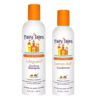 Picture of Fairy Tales Swim Shampoo 12oz and Conditioner 8oz for Kids | Made with Natural Ingredients in the USA | Chlorine Removal Swimmer Shampoo 12oz and Conditioner 8oz for Kids | No Parabens, Sulfates, or Synthetic dyes