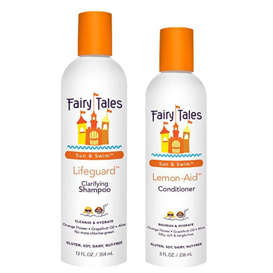 Picture of Fairy Tales Swim Shampoo 12oz and Conditioner 8oz for Kids | Made with Natural Ingredients in the USA | Chlorine Removal Swimmer Shampoo 12oz and Conditioner 8oz for Kids | No Parabens, Sulfates, or Synthetic dyes