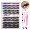 Picture of DIY Lash Extension Kit 280pcs Individual Lashes Cluster D Curl Eyelash Extension Kit 40D 50D Lash Clusters with Lash Bond and Seal and Lash Applicator Tool for Self Application at Home (40D+50D-0.07D-8-16MIX KIT)