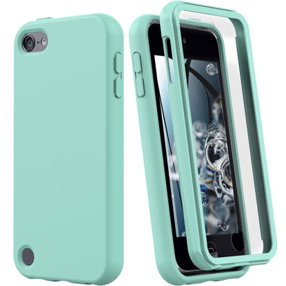 Picture of iPod Touch 7th/6th/5th Generation Case, iPod Touch case, Shockproof Silicone Case [with Built in Screen Protector] Full Body Heavy Duty Rugged Defender Cover Case for iPod Touch 7/6/5 (Green)