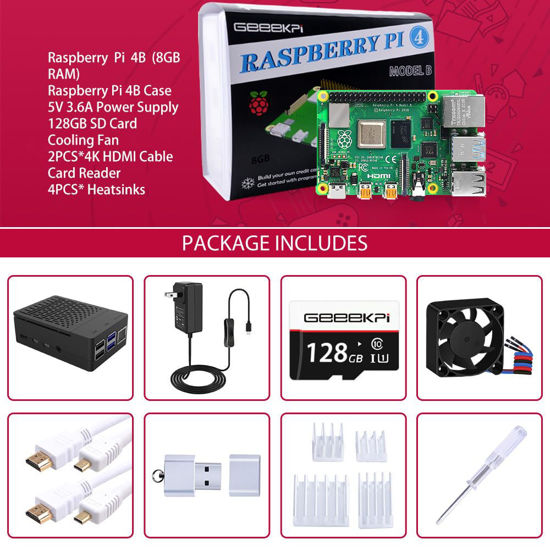 GetUSCart- GeeekPi Raspberry Pi 4 8GB Starter Kit - 128GB Edition ...