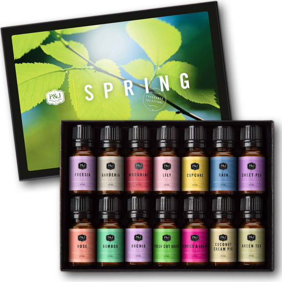 P&J Fragrance Oil Spring Set | Gardenia, Sweet Pea, Fresh Cut Grass, Rain,  Freesia, and Rose Candle Scents for Candle Making, Freshie Scents, Soap