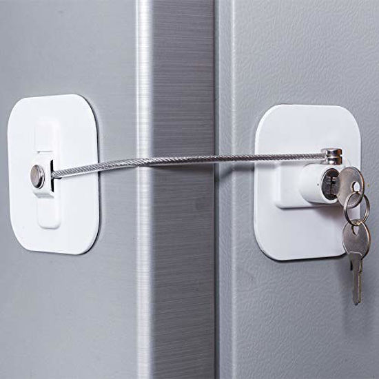 Picture of Fridge Lock,Refrigerator Locks,Freezer Lock with Key for Child Safety,Locks to Lock Fridge and Cabinets (White Fridge Lock-1Pack)