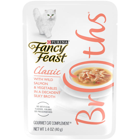 Picture of Purina Fancy Feast Limited Ingredient Cat Food Complement, Broths Classic With Wild Salmon & Vegetables - (16) 1.4 oz. Pouches