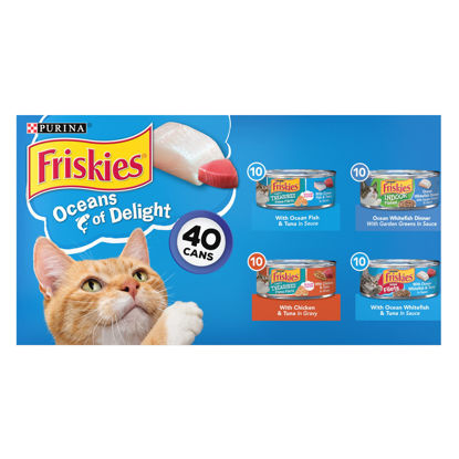 Picture of Purina Friskies Wet Cat Food Variety Pack, Oceans of Delight Flaked & Prime Filets - (40) 5.5 oz. Cans