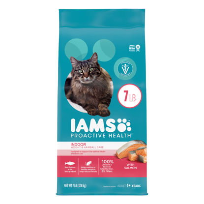 Picture of Iams Proactive Health Adult Indoor Weight & Hairball Care Dry Cat Food with Salmon, 7 lb. Bag