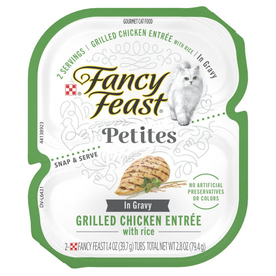 Picture of Purina Fancy Feast Petites Gourmet Gravy Wet Cat Food, Petites Grilled Chicken With Rice Entree - (12) 2.8 oz. Tubs