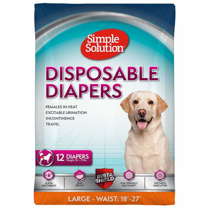 Picture of Simple Solution True Fit Disposable Dog Diapers for Female Dogs | Super Absorbent with Wetness Indicator | L/XL | 12 Count