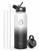 Picture of BUZIO Insulated Water Bottle with Straw Lid and Flex Cap, 40oz Modern Double Vacuum Stainless Steel Water Flask, Cold for 48 Hrs Hot for 24 Hrs Simple Thermo Canteen Mug, White and Black