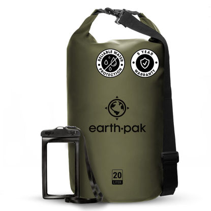 Picture of Earth Pak -Waterproof Dry Bag - Roll Top Dry Compression Sack Keeps Gear Dry for Kayaking, Beach, Rafting, Boating, Hiking, Camping and Fishing with Waterproof Phone Case