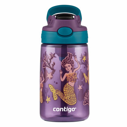 Picture of Contigo Aubrey Kids Cleanable Water Bottle with Silicone Straw and Spill-Proof Lid, Dishwasher Safe, 14oz, Purple Mermaid