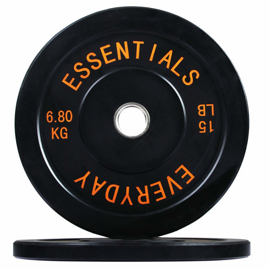 Picture of Signature Fitness 2" Olympic Bumper Plate Weight Plates with Steel Hub, 15LB, Pair