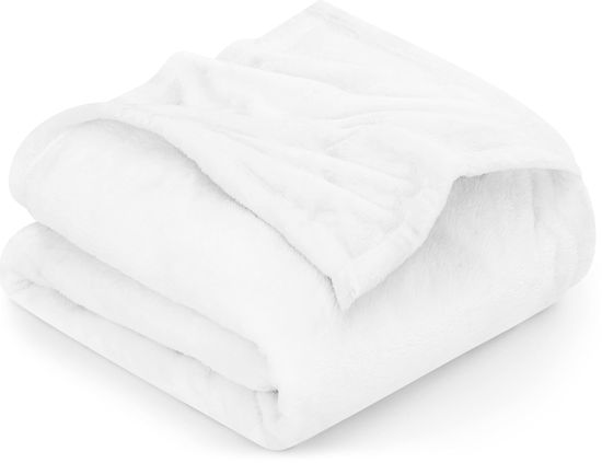 Utopia Bedding Fleece Blanket Throw Size White 300GSM Luxury