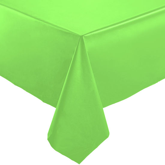 Picture of Lime Green Standard Disposable Plastic Party Tablecloth [6-Pack] 54 x 108” Rectangle Table Cover For Indoor & Outdoor Use By Zimpleware