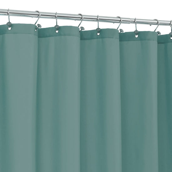 Picture of ALYVIA SPRING Stall Fabric Shower Curtain Liner Waterproof - Soft & Lightweight Small Shower Curtain with Magnets for Narrow Stall Size, Machine Washable - 36x72, Sea Teal