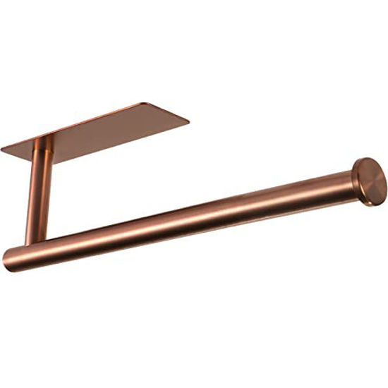 Picture of theaoo Rose Gold Paper Towel Holder - Under Cabinet Paper Towel Holder for Kitchen, Adhesive Paper Towel Roll Rack for Bathroom Towel, Wall Mounted Paper Towel Rack, SUS304 Stainless Steel