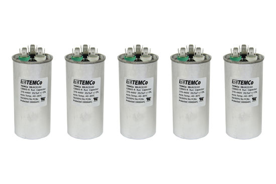 Picture of TEMCo 35+5 uf/MFD 370-440 VAC volts Round Dual Run Capacitor 50/60 Hz AC Electric - Lot -5 (Optional uf/MFD, Voltage and Lot Quantities Available)