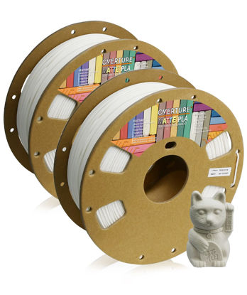 Picture of OVERTURE PLA Matte Filament 1.75mm, Matte PLA Roll 2kg Cardboard Spool (4.4lbs), Dimensional Accuracy +/- 0.03 mm, Fit Most FDM Printer (Matte White 2-Pack)