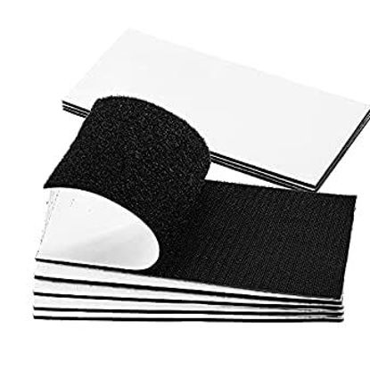 Picture of BRAVESHINE 4x8 Inch Heavy Duty Hook and Loop Strips with Adhesive - Industrial Strength Interlocking Tape Fastener Strong Sticky Back Sheets Pad for Mounting, Hanging, Organizing Items - Black