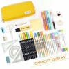 Picture of CICIMELON Large Capacity Pencil Case 3 Compartment Pouch Pen Bag for School Teen Girl Boy Men Women (Yellow)