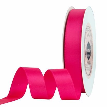 Picture of VATIN 5/8 inch Double Faced Polyester Shocking Pink Satin Ribbon -Continuous 25 Yard Spool, Perfect for Wedding Decor, Wreath, Baby Shower,Gift Package Wrapping and Other Projects