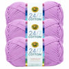 Picture of Lion Brand 24/7 Cotton Yarn, Yarn for Knitting, Crocheting, and Crafts, Orchid, 3 Pack