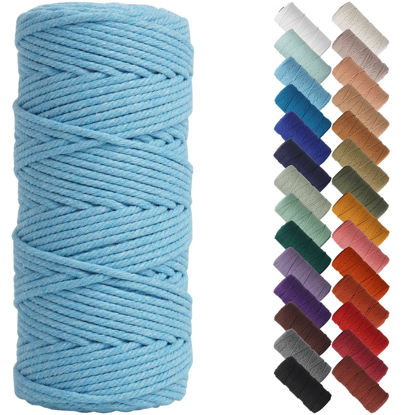 Picture of NOANTA Sky Blue Macrame Cord 3mm x 109yards, Colored Macrame Rope, Cotton Rope Macrame Yarn, Colorful Cotton Craft Cord for Wall Hanging, Plant Hangers, Crafts, Knitting
