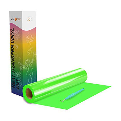 Picture of HTVRONT HTV Vinyl Rolls Heat Transfer Vinyl - 12" x 20ft Neon Green HTV Vinyl for Shirts, Iron on Vinyl for All Cutter Machine - Easy to Cut & Weed for Heat Vinyl Design