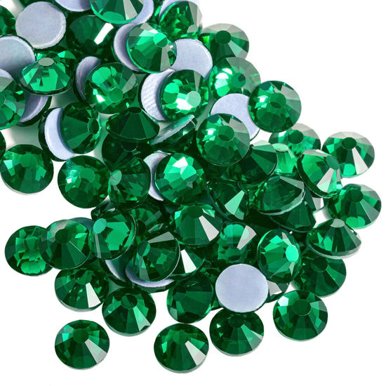 Picture of Beadsland Hotfix Rhinestones, 1440pcs Flatback Crystal Rhinestones for Crafts Clothes DIY Decorations, Emerald, SS20, 4.6-4.8mm