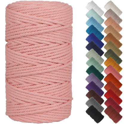 Picture of NOANTA Meat Pink Macrame Cord 4mm x 109yards, Colored Macrame Rope, Cotton Cord Macrame Yarn, Colorful Cotton Craft Cord for Wall Hanging, Plant Hangers, Crafts, Knitting