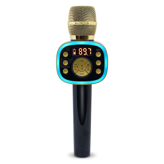 Picture of Carpool Karaoke Machine for Kids & Adults, Carpool Karaoke The Mic 2.0 - Wireless & Bluetooth Karaoke Microphone with Voice Changing Sound Effects and Duet Options - Gold & Black (2021 Version)