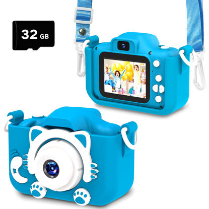 Picture of Goopow Kids Camera Toys for 3-8 Year Old Girls and Boys,Children Digital Video Camcorder Camera with Cartoon Soft Silicone Cover, Best Christmas Birthday Festival Gift for Kids - 32G SD Card Included