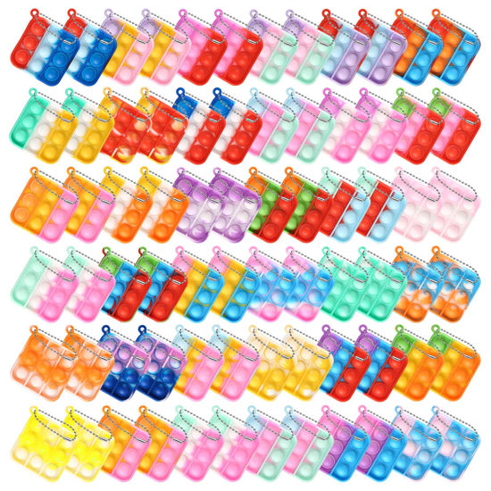 Picture of 64Pcs Mini Pop Keychain Fidget Toys, Party Favors Supplies for Kids Goodie Bags Stuffers Fidget Keychain, Party Favors Keychain Wrap Pop for Adults