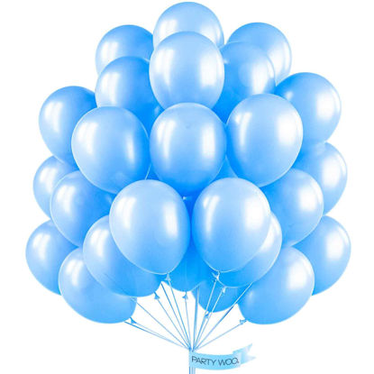 Picture of PartyWoo Blue Balloons, 50 pcs 12 Inch Pearl Sky Blue Balloons, Latex Balloons for Balloon Garland Arch as Party Decorations, Birthday Decorations, Wedding Decorations, Boy Baby Shower Decorations