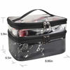 Picture of MKPCW Makeup Bags Double layer Travel Cosmetic Cases Make up Organizer Toiletry Bags (Black marble)