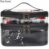 Picture of MKPCW Makeup Bags Double layer Travel Cosmetic Cases Make up Organizer Toiletry Bags (Black marble)