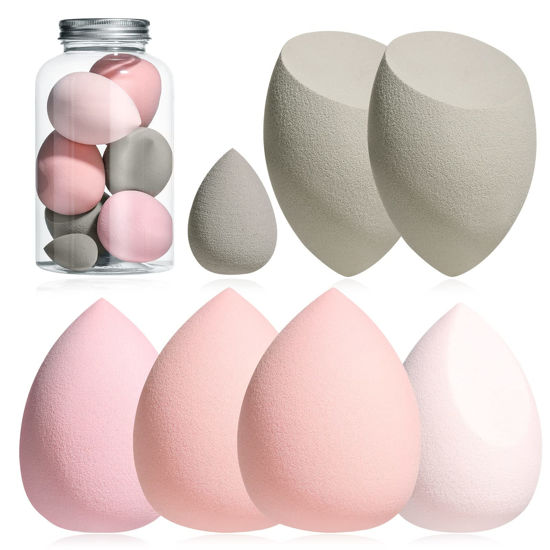 Picture of Makeup Sponge Set BS-MALL Blender Sponges 7 Pcs for Liquid, Cream, and Powder, Multi-colored with 1 Mini Makeup Sponge Pink (F-PinkGrey)