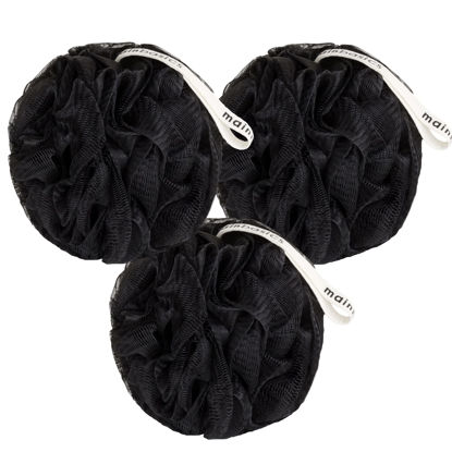 Picture of MainBasics Bath Shower Loofah Sponge Pouf Body Wash Scrubber (Set of 3) (Triple Black)