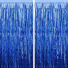 Picture of FECEDY 2pcs 3ft x 8.3ft Navy Blue Metallic Tinsel Foil Fringe Curtains Photo Booth Props for Birthday Wedding Engagement Bridal Shower Baby Shower Bachelorette Holiday Celebration Party Decorations